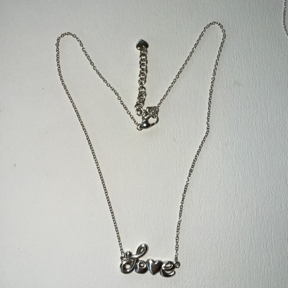 Brighton LOVE Necklace Silver Tone Heart Charm Pendant